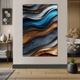 Colorful Wooden Waves 001 - Johanjjf - NicheCanvas