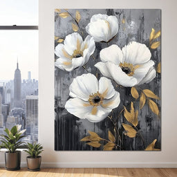 Golden Petal Harmony Blooms - Wildrose Creations - NicheCanvas