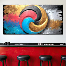Golden Tricolor Swirl Energy Burst - NicheCanvas