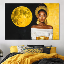 Golden Moon Goddess Portrait - NicheCanvas