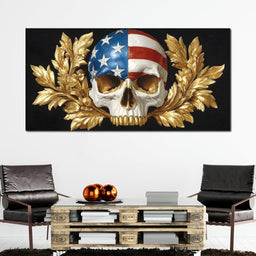 Patriot Skull Gold Laurel Glory - NicheCanvas