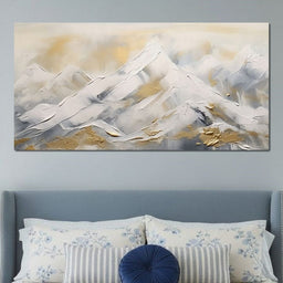 Golden Alpine Snowy Peaks - NicheCanvas