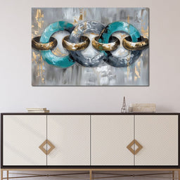 Aqua Gold Swirl Harmony - NicheCanvas