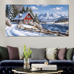 Solitude Beside The Frozen Mountain Lake - NicheCanvas