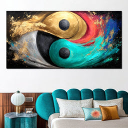 Celestial Duality Gold Turquoise - NicheCanvas