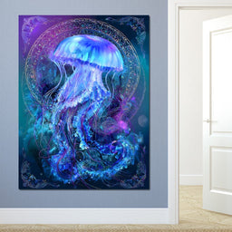Glowing Jellyfish Ocean Ballet - NicheCanvas