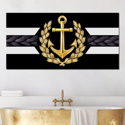 Golden Anchor Laurel Emblem - NicheCanvas