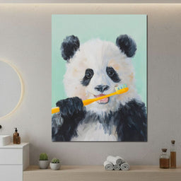 Playful Panda Toothbrush Moment - NicheCanvas