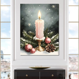 Winter Candlelight Glow - NicheCanvas