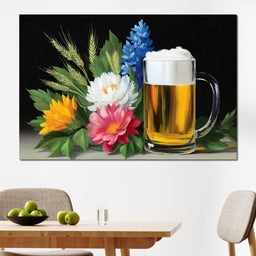 Golden Brew With Blossoms - NicheCanvas