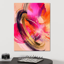Radiant Magenta Gold Swirl Energy - NicheCanvas