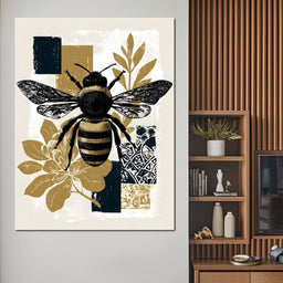 Botanical Bumblebee Collage - NicheCanvas
