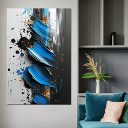 Sapphire Strokes Gold Specks  - NicheCanvas