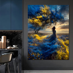 Golden Sapphire Dream Fields - NicheCanvas