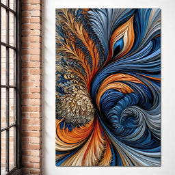 Cobalt And Ember Plume - TooplesArt - NicheCanvas