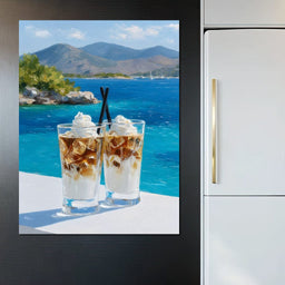 Mediterranean Iced Coffee Break Escape - NicheCanvas