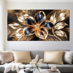 Gilded Petals Upon Liquid Shadows - NicheCanvas