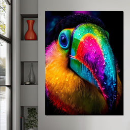 Neon Rainforest Toucan Portrait - NicheCanvas