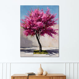 Fuchsia Blossom Tree Courtyard - NicheCanvas