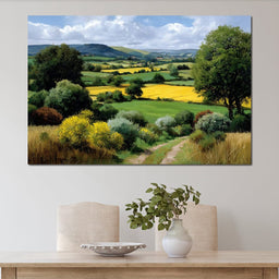 Golden Fields Country Path - NicheCanvas