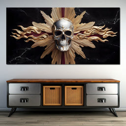Radiant Skull of Golden Flame - NicheCanvas