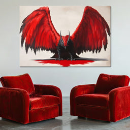 Fiery Wings Shadowed Sentinel - NicheCanvas