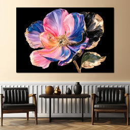 Gilded Petals Unfolding Into Night - NicheCanvas