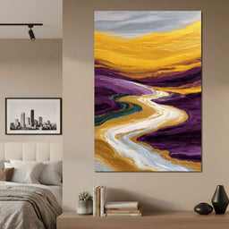 Golden River Through Violet Dunes - NicheCanvas