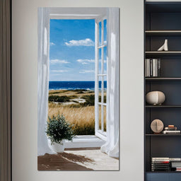 Open Window Ocean Breeze View - NicheCanvas