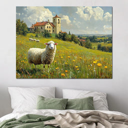 Meadow Sheep by the Countryside - NicheCanvas