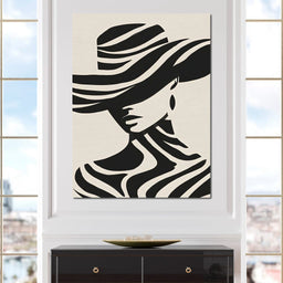 Monochrome Wind Hat Silhouette - NicheCanvas