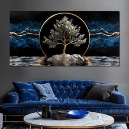 Golden Olive Tree Halo Reflection - NicheCanvas