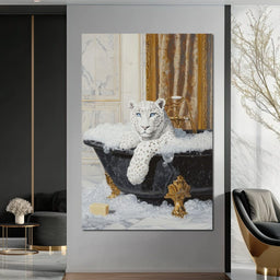 Majestic Snow Leopard Soak in Luxury - NicheCanvas