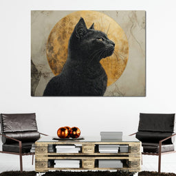 Golden Feline Aura Portrait - NicheCanvas