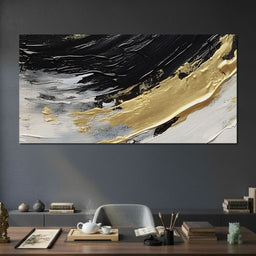 Golden Current Abstract Landscape - NicheCanvas
