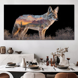 Desert Coyote Sunset Vista - NicheCanvas