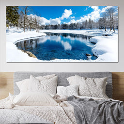 Crystal Winter Lake Reflections - NicheCanvas