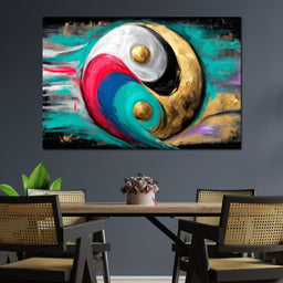 Golden Yinyang Energy Flow - NicheCanvas