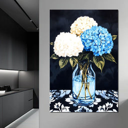 Hydrangea Dream in Glass Vase - NicheCanvas