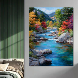 Autumn River Canyon Light - NicheCanvas