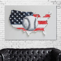 Patriotic Baseball USA Map Tribute - NicheCanvas