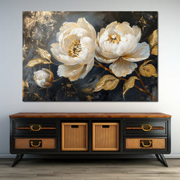 Golden Petals on Midnight - NicheCanvas