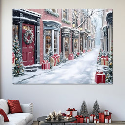 Snowy Carol Lane Holiday Cheer - NicheCanvas