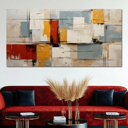 Abstract Ochre Geometry Fields - NicheCanvas