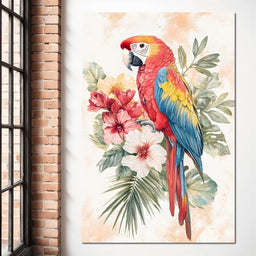 Tropical Parrot Floral Burst - NicheCanvas
