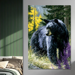 Solitary Forest Black Bear Rises - NicheCanvas
