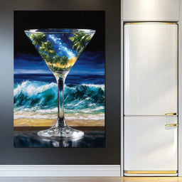 Cosmic Cocktail Island Night - NicheCanvas