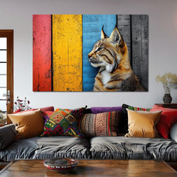 Wild Elegance Against Color Stripes - NicheCanvas
