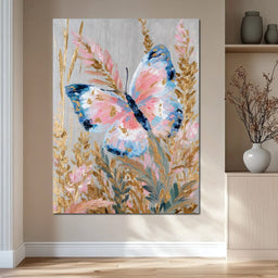 Abstract Golden Butterfly Garden - NicheCanvas