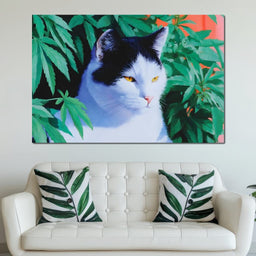 Feline Tranquility Green Garden - NicheCanvas